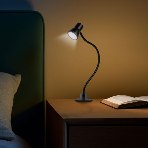 20258 • Flexibilná stolná lampa - s klipom - USB - nastaviteľný jas a farebná teplota LED - kov