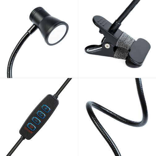 20258 • Flexibilná stolná lampa - s klipom - USB - nastaviteľný jas a farebná teplota LED - kov
