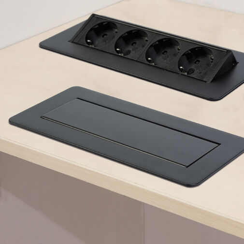20446BK • Skrytá zásuvka – 4-násobná – Výklopné prevedenie – čierna