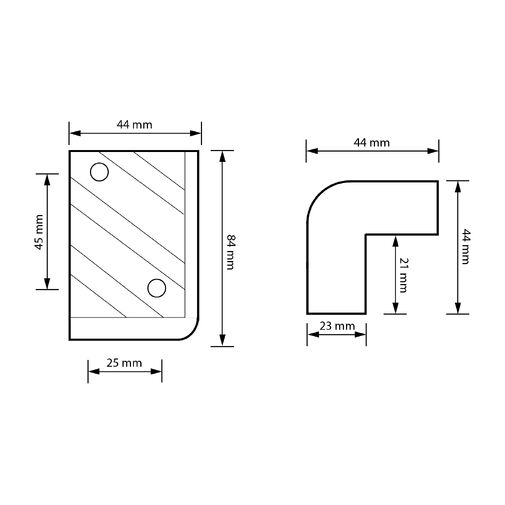 39309 • Rohový chránič na reproduktor – 75 x 40 x 40 mm – 2 ks / balenie