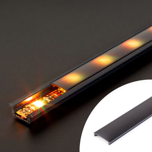 41011M2-BK • LED hliníkový profilový kryt – čierny – 2000 mm (pre 41011A2)