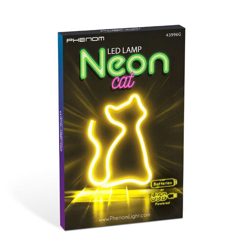 43996G • Neónová LED lampa - teplobiela mačka - 3 x AA + USB - 17 x 1,6 x 23,3 cm