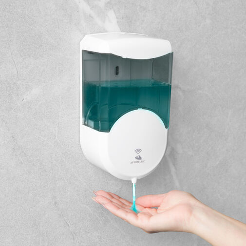 51120B • Automatický dávkovač mydla - 600 ml - na stenu - na batérie - dymová farba