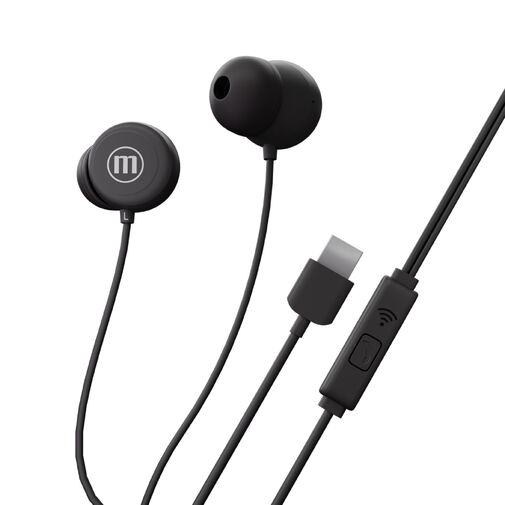 52049 • Maxell káblové slúchadlá - čierne - USB-C (INBAX)