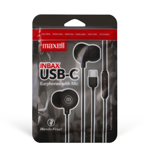 52049 • Maxell káblové slúchadlá - čierne - USB-C (INBAX)