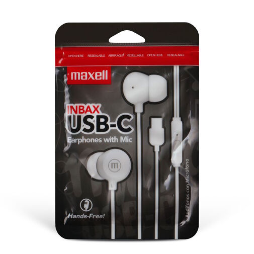 52050 • Maxell káblové slúchadlá - biele - USB-C (INBAX)