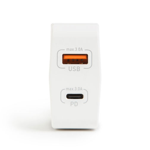 55044WH • Sieťový adapter USB + Type-C PD18W s rýchlonabíjaním - biela
