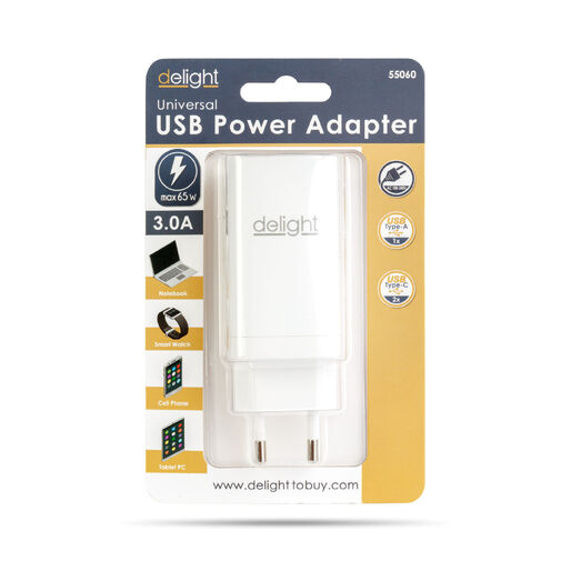 55060 • Sieťová adapér USB + Type-C PD45W s rýchlym nabíjaním - biely
