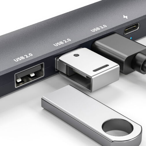 55064 • Multifunkčný USB hub - HDMI + Type-C 3.0 - 3xUSB-A, 1xType-C - 5 Gbps, 100 W - čierny