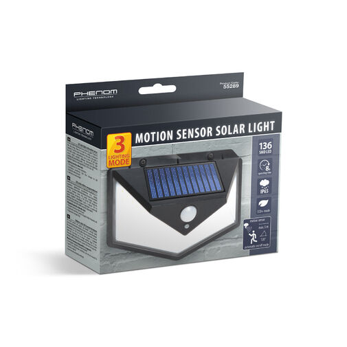 55289 • Solárny reflektor s pohybovým senzorom - nástenný - 136 LED