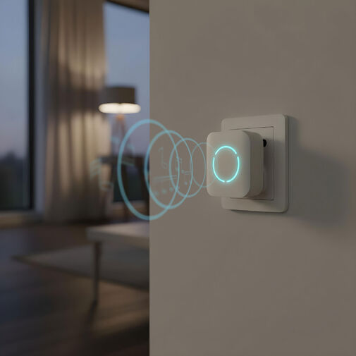 55331WH-2 • Digitálny bezbatériový a bezdrôtový zvonček – Kinetický – 2 vnútorné jednotky – biely – modrá LED