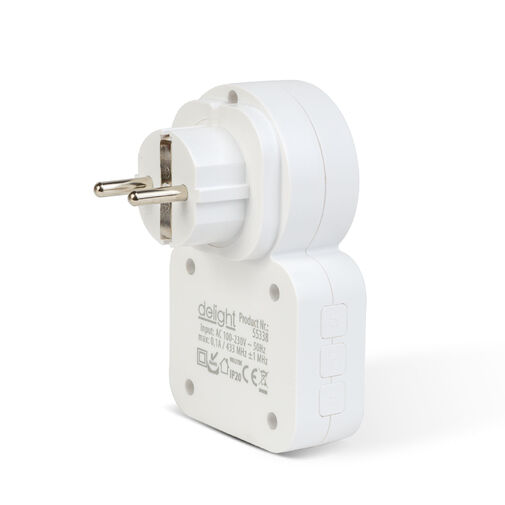 55338 • Digitálny bezbatériový a bezdrôtový zvonček – Kinetický – do zásuvky 220–240V AC – biely – modrá LED