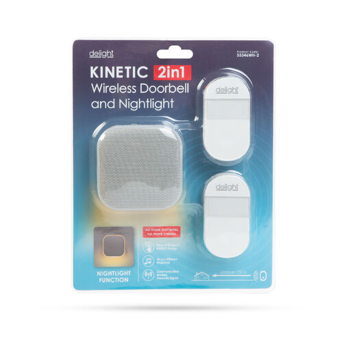 55346WH-2 • 2  v 1 bezdrôtový zvonček a nočné svetlo - Kinetic - 2 externé jednotky - biely