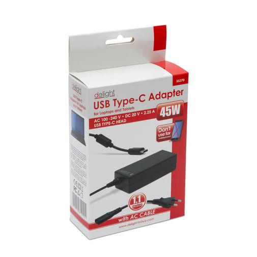55370 • Univerzálny USB Type-C sieťový adaptér k laptopom / notebookom s napájacím káblom