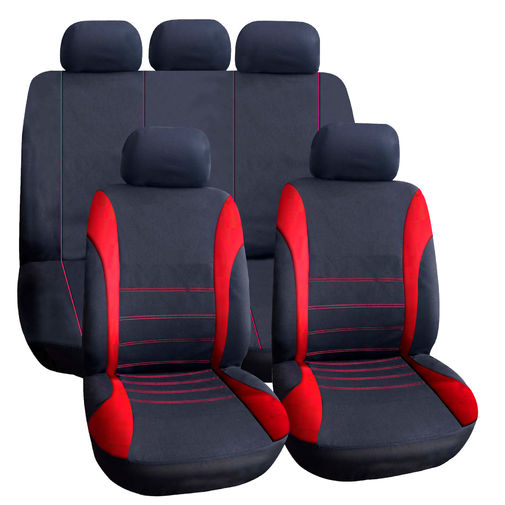 55671RD • Sada poťahov na sedadlá - červená / čierna - 9 ks - HSA007