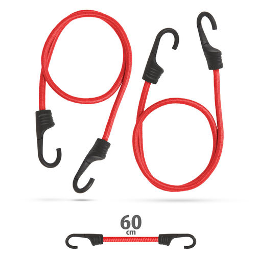 55761B • Sada profesionálnych gumených upínacích popruhov . červené  - 60 cm x 8 mm - 2 ks / balenie