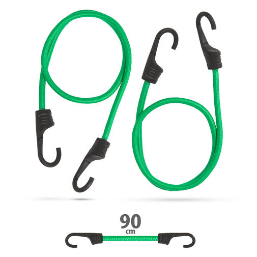 55761C • Sada profesionálnych gumených upínacích popruhov - zelené  - 90 cm x 8 mm - 2 ks / balenie