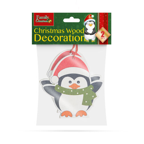 55982C • Sada vianočných ozdôb - tučniak - z dreva  - 8 x 6 cm