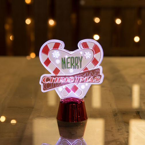 55986A • Vianočná LED dekorácia na stôl - s lesklým podstavcom - srdce - 11 cm