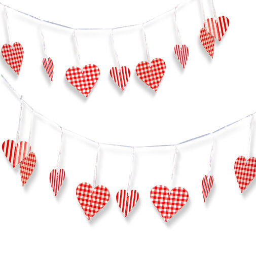 56096 • Girlanda - papier - červené kárované srdcia - 2 m