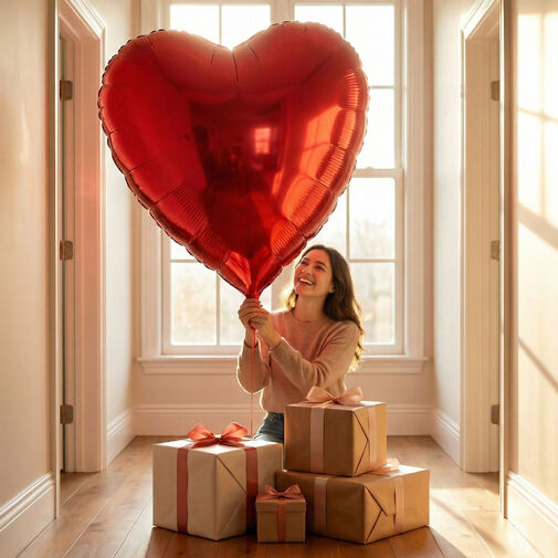 56097 • Obrovský balón - červené srdce - fólia - 79 cm