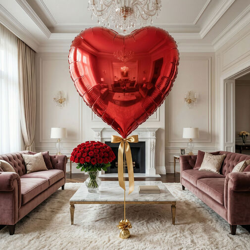 56097 • Obrovský balón - červené srdce - fólia - 79 cm