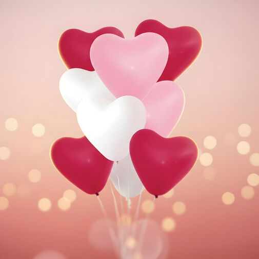 56099 • Balónová sada - v tvare srdca - červená/biela/ružová - 10 ks / balenie
