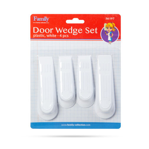 56197 • Sada dverových klinov – plast, biela – 4 ks / balenie