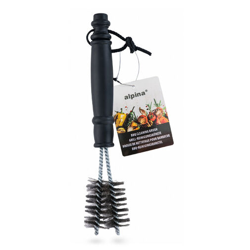 56283C • Kefa na čistenie grilu – s plastovou rukoväťou – 25 × 5 × 3 cm – čierna