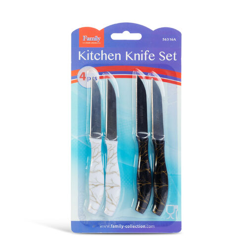 56316A • Kuchynský nôž set - 15 cm - čierna/biela - 4 ks / balenie