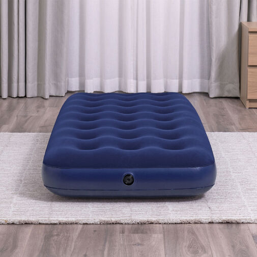 56432 • Nafukovací matrac - jednolôžkový, velúr - modrý - 185 x 76 x 22 cm