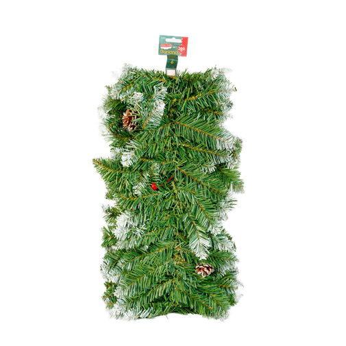 56453 • Smreková girlanda - zelená, zasnežená - 200 cm - PVC