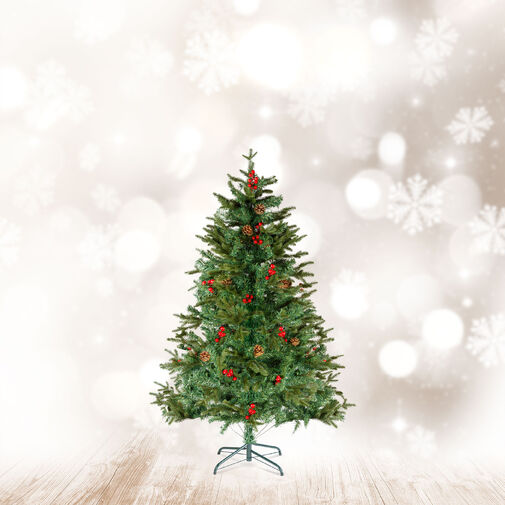 56481A • Umelý stromček - 120 cm - PE / PVC - s červenými bobuľami