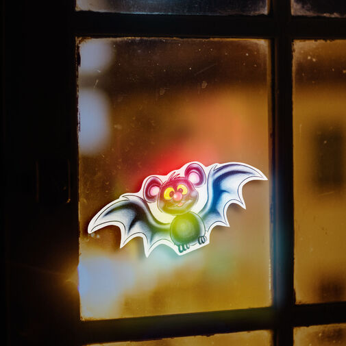 56512D • Halloweenska RGB LED dekorácia - samolepiaca - netopier