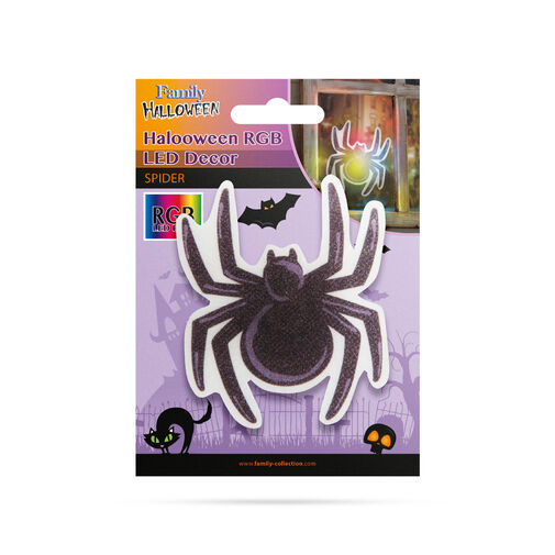 56512E • Halloweenska RGB LED dekorácia - samolepiaca - pavúk