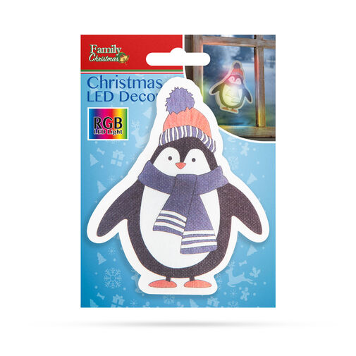 56513B • Vianočná RGB LED dekorácia - samolepiaca - tučniak