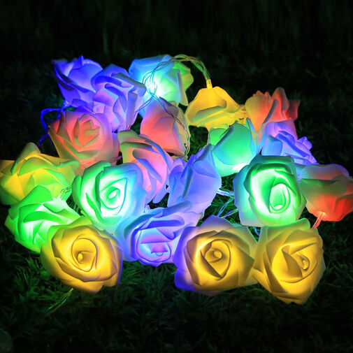 56516 • LED sveteľná reťaz - ruža - 10 LED - 1,9 metrov - farebná - 2 x AA