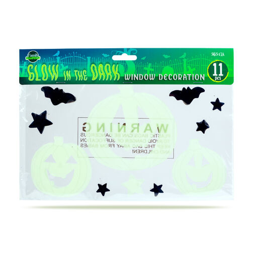 56543A • Halloweenska fosforeskujúca dekorácia na okno  - tekvica - 29 x 16 cm 