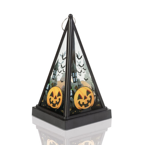 56549A • Halloweensky LED lampáš - tekvica - teplá biela - čierna - 9,5 x 9,5 x 17 cm - 2 x AAA