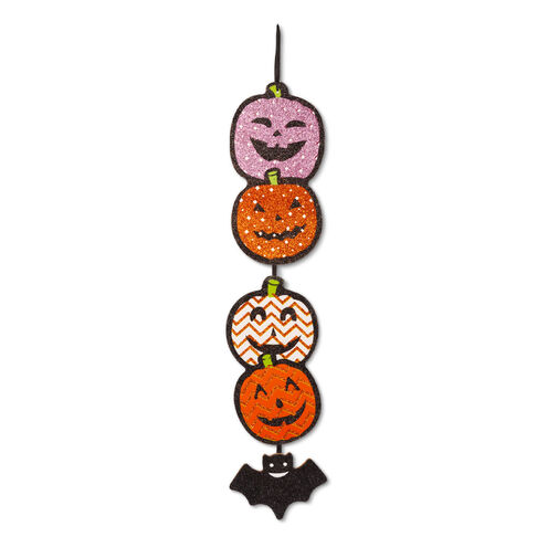 56571 • Halloweenská dekorácia - tekvica - závesná - drevená - 62 x 13 cm