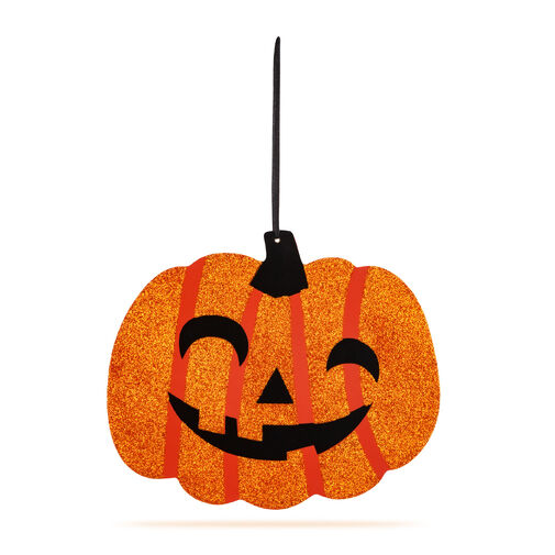 56573 • Halloweenská dekorácia - tekvica - závesná - drevená - 30 x 25 cm  