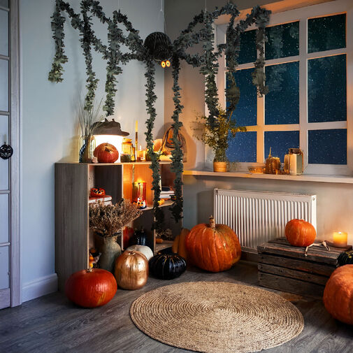 56582 • Halloween dekorácia - čierny pavúk - papier - 75 x 13 cm  
