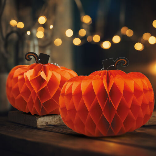 56583 • Halloween dekorácia - tekvicový lampión - papier - 25/30 cm - 2 ks / balenie  