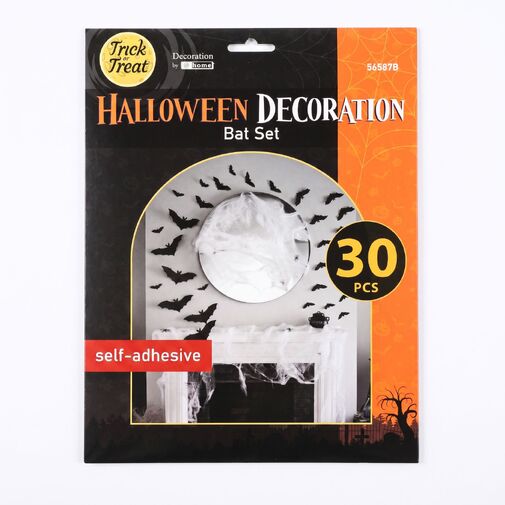 56587B • Halloweenska dekorácia - netopier sada - samolepiaca - čierna - 30 ks / balenie