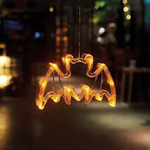 56588C • Halloween-i svietiaca dekorácia - netopier - s prísavkou - 12 LED - 20 x 18,5 cm - 3 x AAA  