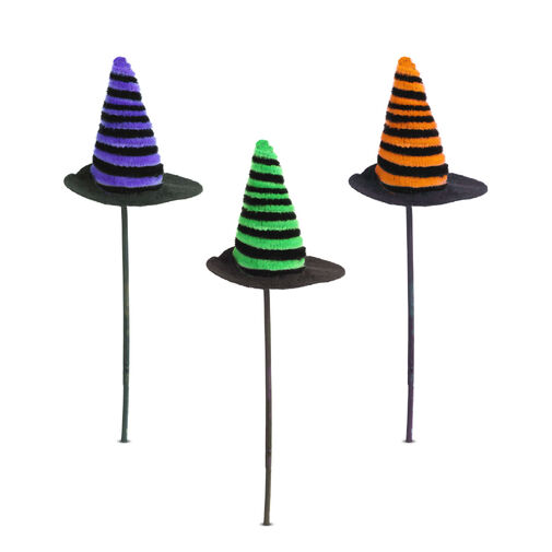 56593 • Halloween dekorácia set – čarodejnícky klobúk – zapichovateľný – 20 x 7 cm – 3 ks / balenie