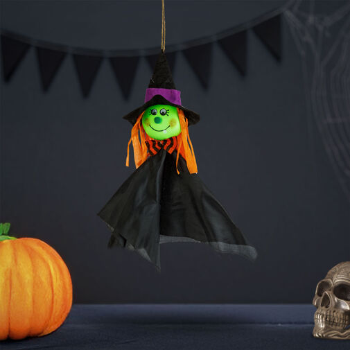 56594A • Halloweenska dekorácia - závesná - čarodejnica - 48 x 44 cm