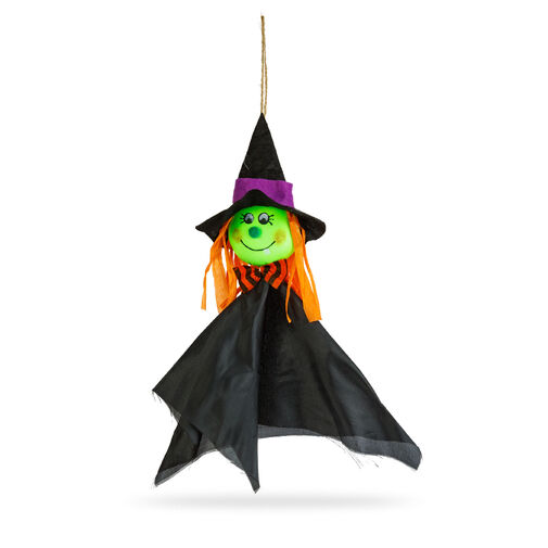 56594A • Halloweenska dekorácia - závesná - čarodejnica - 48 x 44 cm