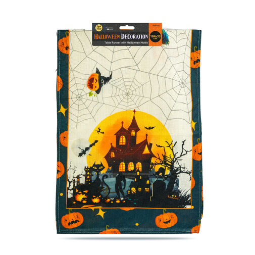 56595A • Halloween-ová dekorácia - obrus na stôl - s halloweenovými motívmi - 184 x 33 cm