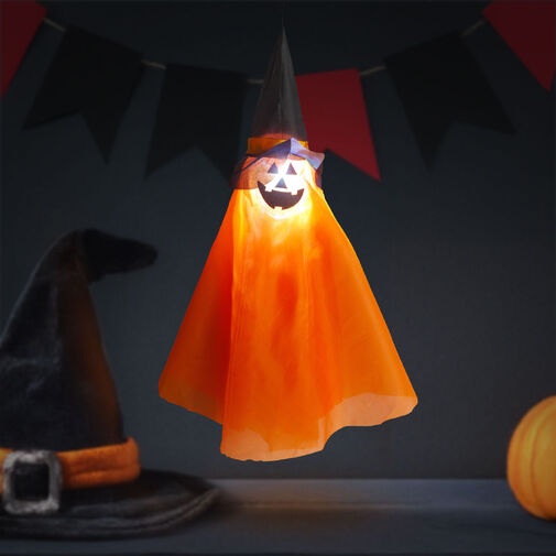 56596A • Halloweenová osvetlená dekorácia - tekvica - zavesiteľná - RGB LED - 70 x 50 cm